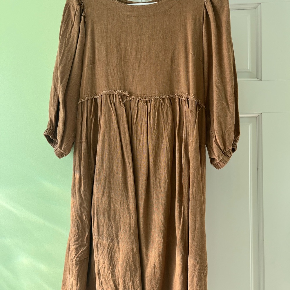 Zenana Outfitters Tan Bohemian Dress size small